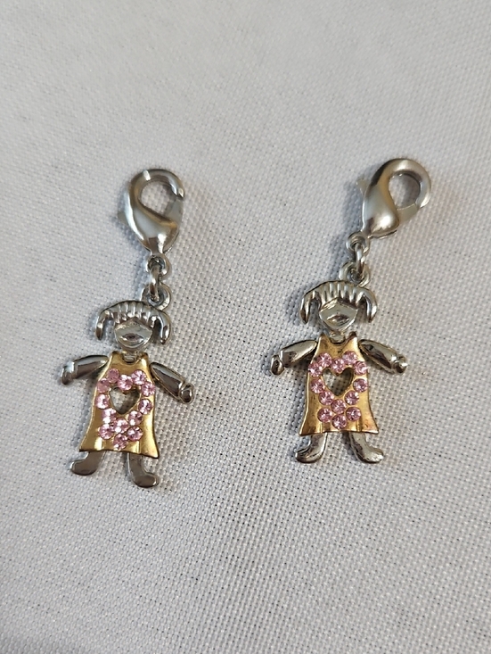 Jewelry - Silver Girl Charm with Pink Ribbon Accents